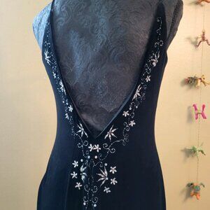 VTG 90s Dave & Johnny Black Velvet Formal Evening Gown Size 10/12